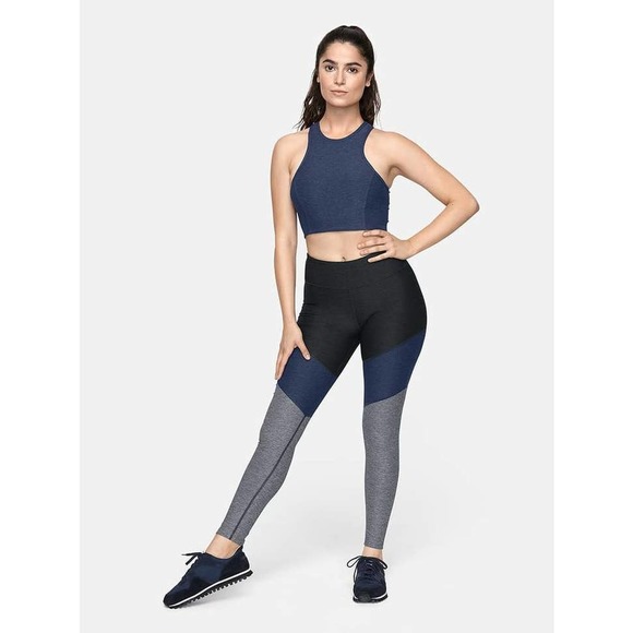 Outdoor Voices Leggings XS 7/8 Spring Black Blue Gray Colorblock High Rise - Picture 12 of 12